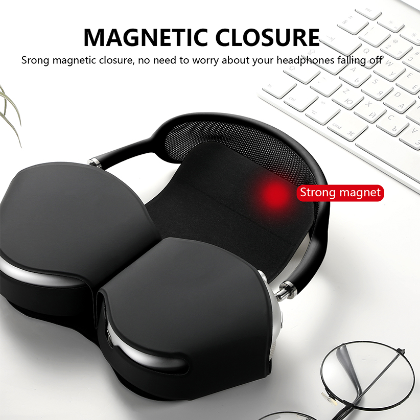 for Apple Airpods Max Smart Case Cover, Soft PU Leather Protective Cover Accessories for Airpod Max with Sleep Mode, Anti-Dust Travel Carrying Case for Airpods Pro Max Headphones